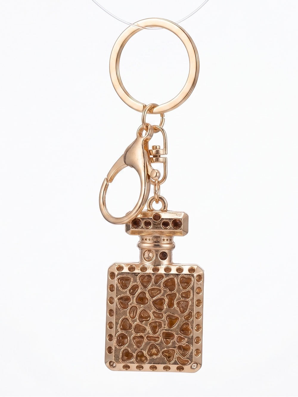 Parfum No 5 Brand Inspired Rose Gold Bag Charm Keychain - Picture 2 of 3